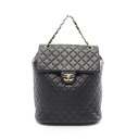 シャネル CHANEL アーバンスピリット ラージ マトラッセ リュックサック バックパック バッグ ラムスキン(羊革) ブラック系 A91121 【中古】