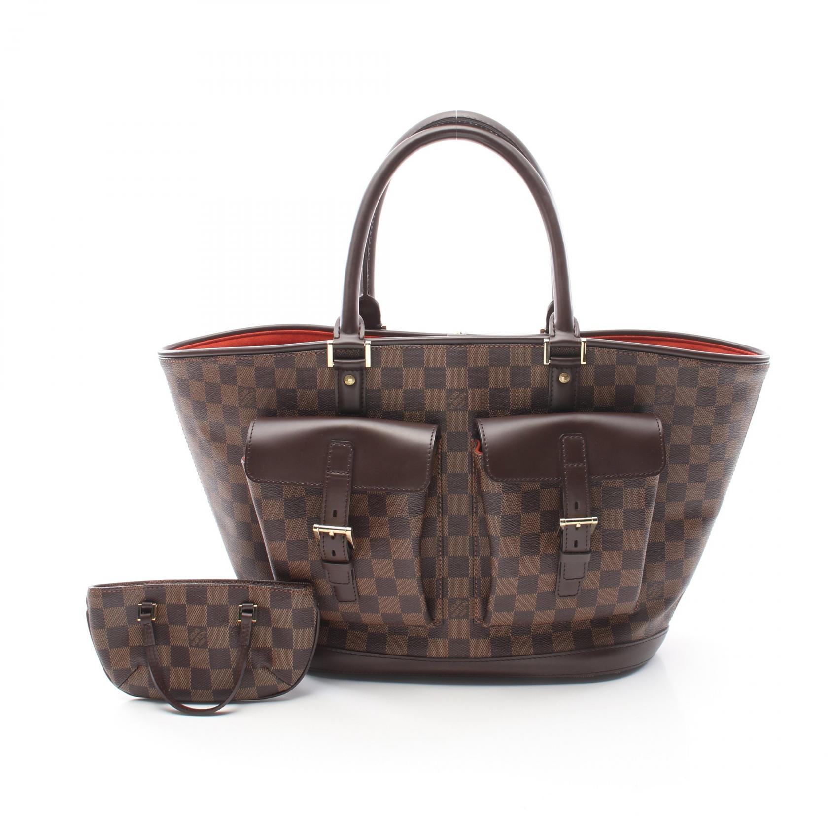 ルイ・ヴィトン LOUIS VUITTON マノスクGM ハンドバッグ バッグ PVCコーティングキャンバス レザー ダミエ ブラウン系 N51120 【中古】