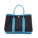 エルメス HERMES ガーデンパーティTPM トートバッグ バッグ キャンバス レザー トワルミリタリー / ネゴンダ トワルミリタリー ブラック系 / ブル...