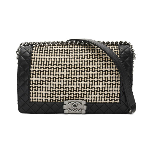 シャネル CHANEL ボーイシャネル ショルダーバッグ バッグ ラムスキン(羊革) ブラック系 / ベージュ系 【中古】 シャネル CHANEL ボーイシャネル ショルダーバッグ バッグ ラムスキン(羊革) ブラック系 / ベージュ系 【中古】