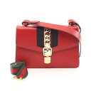 グッチ GUCCI シルヴィ スモール ウェブライン ショルダーバッグ バッグ レザー レッド系 / マルチカラー 421882 【中古】