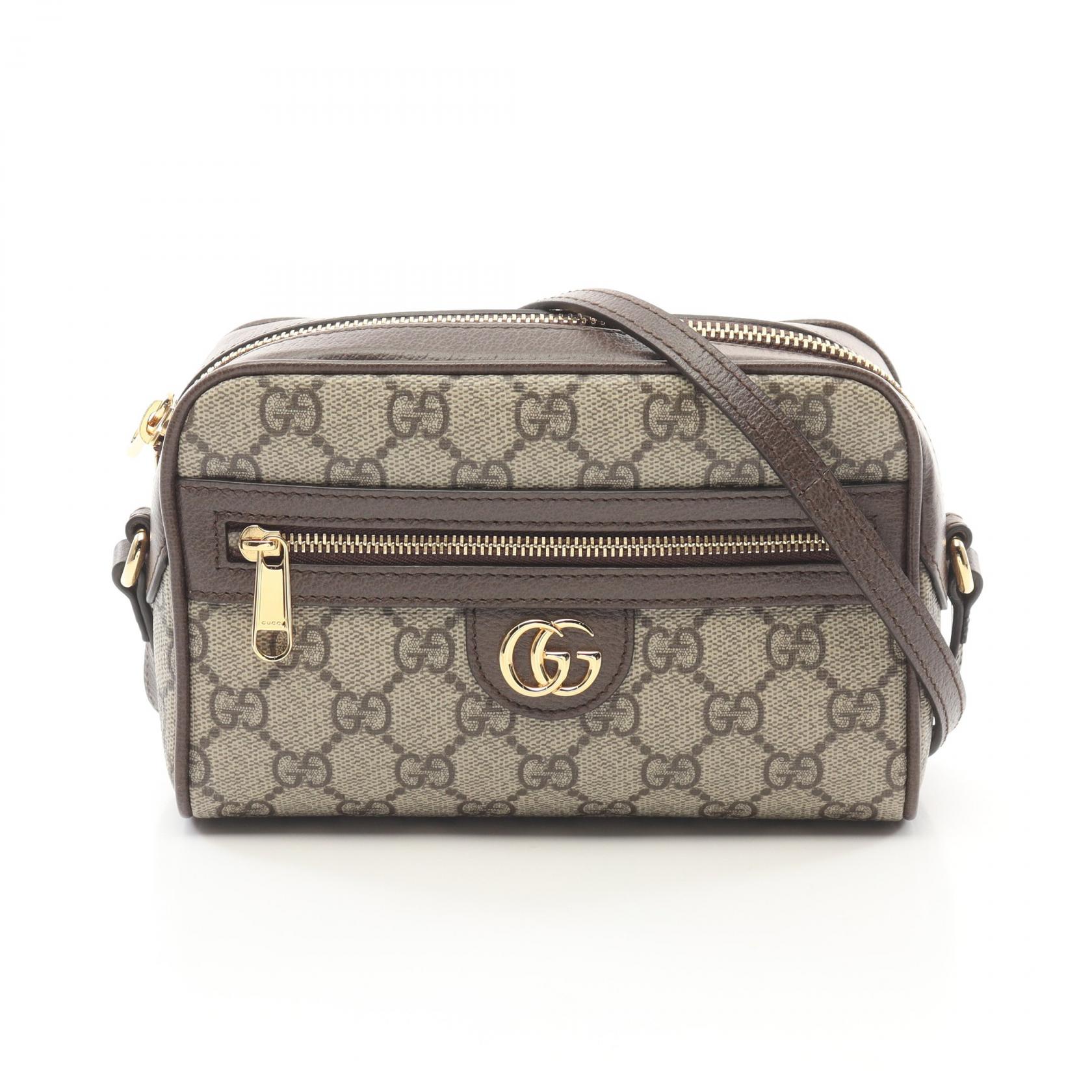 グッチ GUCCI オフィディア スーパーミニ GGスプリーム ショルダーバッグ バッグ PVCコーティングキャンバス レザー ベージュ系 / ブラウン系 772311 【中古】