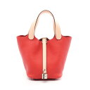 エルメス HERMES ピコタンロック エクラPM ハンドバッグ バッグ トリヨンクレマンス / ヴォースイフト トリヨンクレマンス レッド系 / ベージュ系 ...