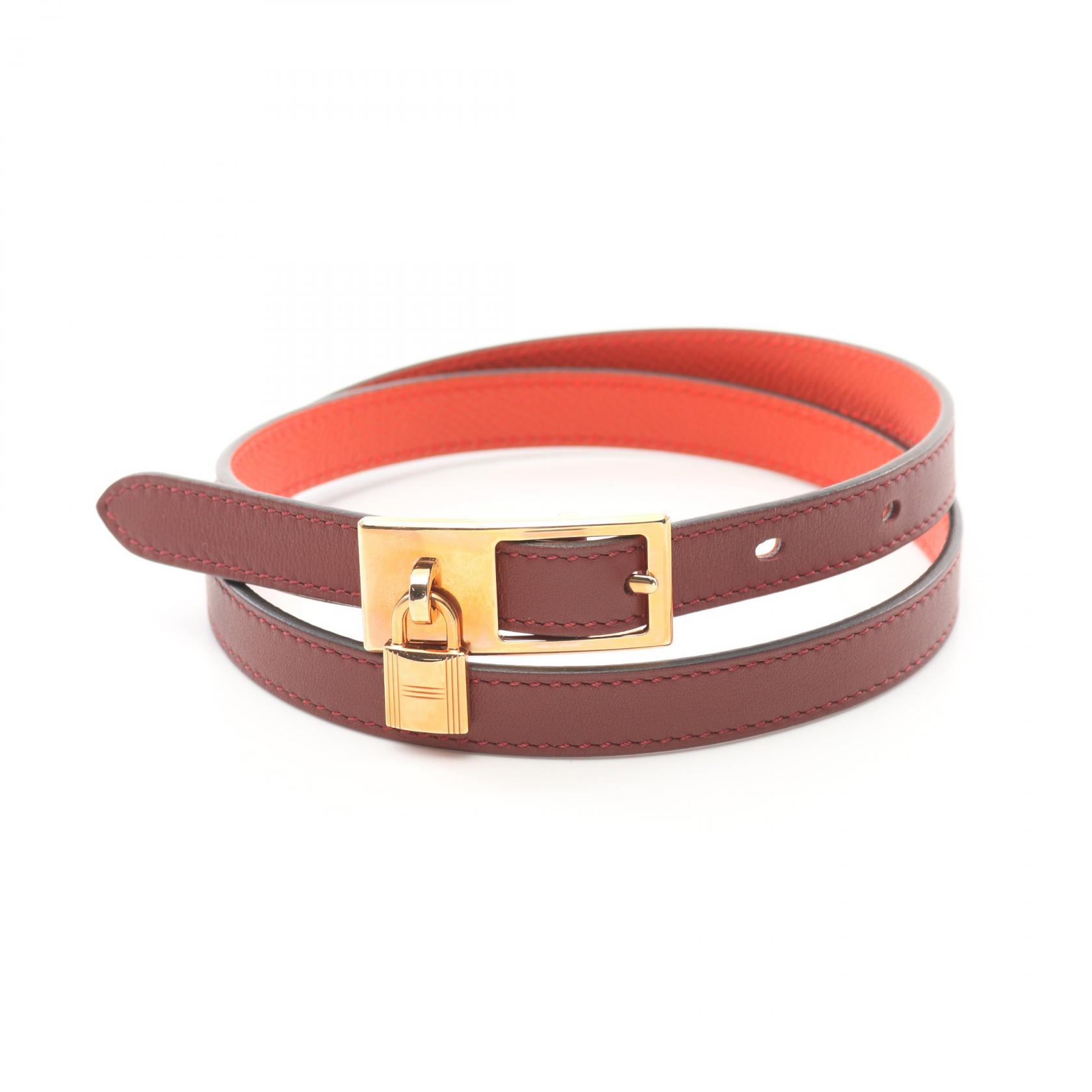 エルメス HERMES ラッキー ベルト 衣料品 レザー ボルドー系 / レッド系 【中古】