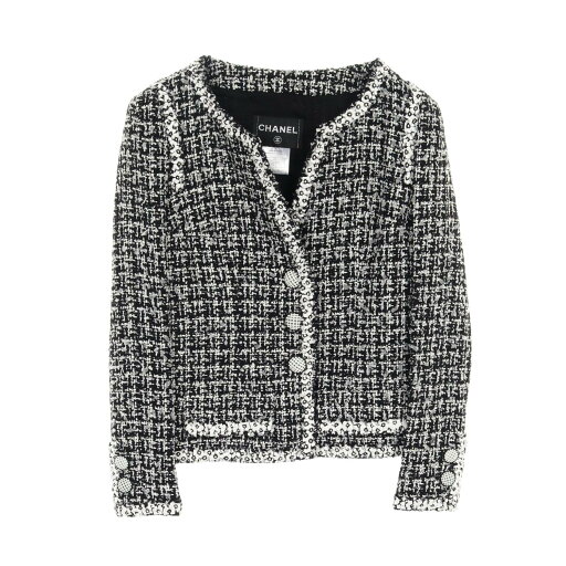 シャネル CHANEL ツイード ノーカラージャケット 衣料品 アウター ナイロン ウール ブラック系 / ホワイト系 P35582V25612 【中古】 シャネル CHANEL ツイード ノーカラージャケット 衣料品 アウター ナイロン ウール ブラック系 / ホワイト系 P35582V25612 【中古】