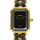 シャネル CHANEL プルミエールM 腕時計 時計 GP(ゴールドメッキ) レザー ブラック系 H0001 【中古】(2)