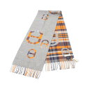 エルメス HERMES タータンマイヨン マフラー 衣料品 カシミヤ グレー系 / ネイビー系 / オレンジ系 【中古】