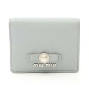 ミュウ ミュウ Miu Miu MADRAS PEARL 二つ折り財布 財布 レザー ブルー系 5MV204 【中古】