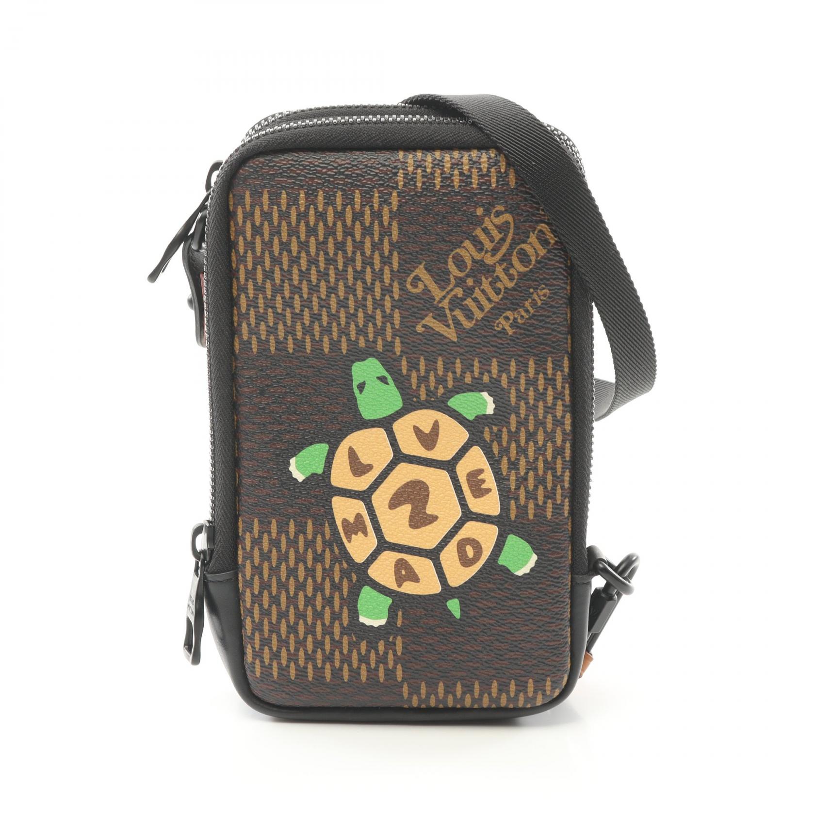 ルイ・ヴィトン LOUIS VUITTON LOUIS VUITTON × NIGO ダブルフォンポーチ ショルダーバッグ バッグ PVCコーティングキャンバス レザー ブラウン系 / マルチカラー N40377 【中古】