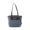 ミュウ ミュウ Miu Miu INTRECCIO DENIM イントレッチオ デニム トートバッグ バッグ デニム レザー ブルー系 / ネイビー系 5BG1...