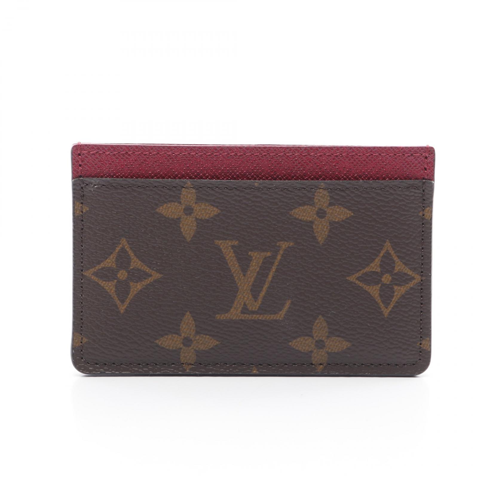 ルイ・ヴィトン LOUIS VUITTON ポルト カルト サーンプル モノグラム フューシャ カードケース アクセサリー PVCコーティングキャンバス レザー ブラウン系 / ピンク系 M60703 【中古】