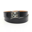 エルメス HERMES トゥアレグ ベルト 衣料品 カーフ(牛革) ヴォーバレニア ボックスカーフ ブラック系 / ベージュ系 【中古】