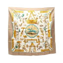エルメス HERMES カレ90 Cogeaux スカーフ 衣料品 シルク シルク ホワイト系 / ベージュ系 / マルチカラー 【中古】(4)