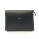 ティファニー TIFFANY&CO ラージ ショッピングポーチ セカンドバッグ クラッチバッグ バッグ レザー ブラック系 【中古】