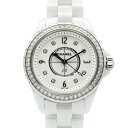 シャネル CHANEL J12 ダイヤベゼル/8Pダイヤ 腕時計 時計 セラミック ホワイト系 H3110 【中古】