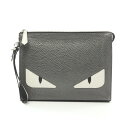 フェンディ FENDI バグズアイ フラット スリム セカンドバッグ クラッチバッグ バッグ レザー グレー系 / ホワイト系 7VA491 【中古】