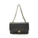 シャネル CHANEL マトラッセ Wフラップ ショルダーバッグ バッグ ラムスキン(羊革) ブラック系 A01112 【中古】(4)