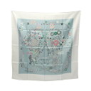 エルメス HERMES カレ90 BRIDES de GALA en Fleurs スカーフ 衣料品 シルク シルク ブルー系 / ホワイト系 / マルチカラー...