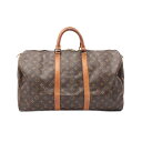 ルイ・ヴィトン LOUIS VUITTON キーポル50 ボストンバッグ バッグ PVCコーティングキャンバス レザー モノグラム ブラウン系 M41426 【...