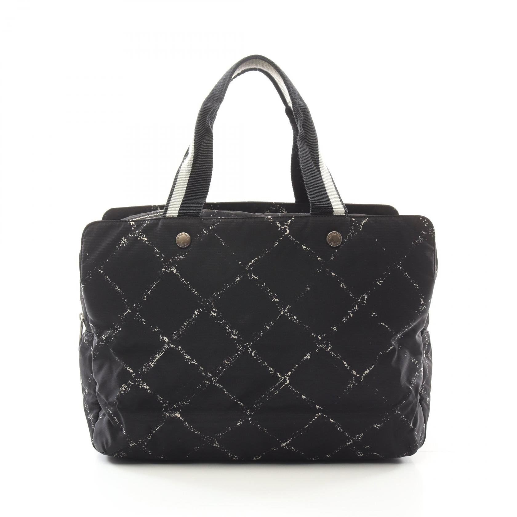 シャネル CHANEL 旧トラベルライン トートバッグ バッグ ナイロン ブラック系 【中古】