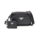 プラダ PRADA TESSUTO + SAFFIANO ショルダーバッグ バッグ ナイロン サフィアーノレザー ブラック系 2VH1722DMHF0002 【中古】(4)