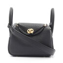 エルメス HERMES リンディ ミニ ショルダーバッグ バッグ レザー トリヨンクレマンス トリヨンクレマンス ブラック系 【中古】