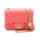 シャネル CHANEL ミニマトラッセ カメリア ショルダーバッグ バッグ レザー ピンク系 AS4040 【中古】