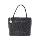シャネル CHANEL 復刻トート トートバッグ バッグ レザー グレインドカーフスキン ブラック系 A01804 【中古】