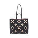ルイ・ヴィトン LOUIS VUITTON オンザゴーGM バイカラー トートバッグ バッグ レザー モノグラム・アンプラント ブラック系 / ベージュ系 M45945 【中古】(4)