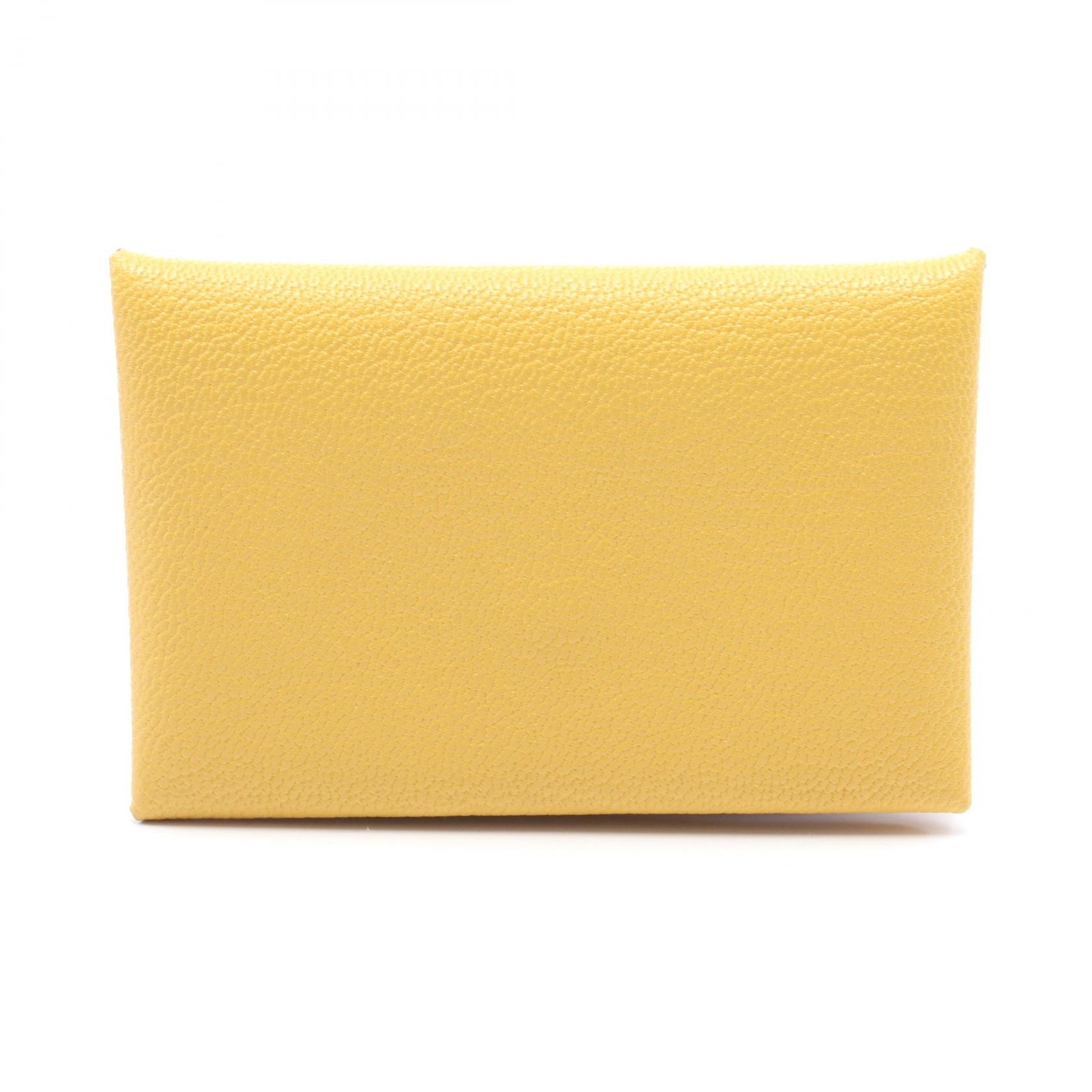 エルメス HERMES カルヴィ ヴェルソ コインケース 財布 シェーブル シェーブル イエロー系 【中古】