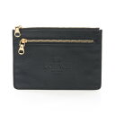 ロエベ LOEWE ロゴ ヘリテージ ポーチ バッグ レザー ブラック系 【中古】