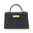 エルメス HERMES ミニケリー2 ハンドバッグ バッグ ヴォーエプソン ヴォーエプソン ブラック系 ブラック/W刻/G金具 【中古】