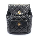 シャネル CHANEL マトラッセ リュックサック バックパック バッグ ラムスキン(羊革) ブラック系 A10177 【中古】