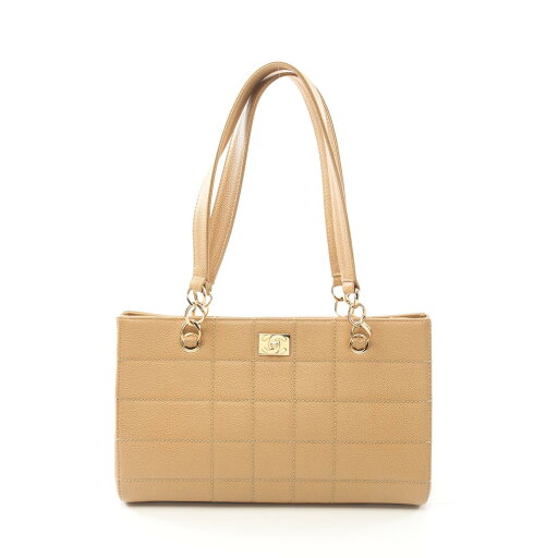 シャネル CHANEL チョコバー トートバッグ バッグ レザー グレインドカーフスキン ベージュ系 【中古】 シャネル CHANEL チョコバー トートバッグ バッグ レザー グレインドカーフスキン ベージュ系 【中古】