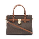 マイケルコース Michael Kors HAMILTON ハミルトン ミディアム サッチェル ハンドバッグ バッグ PVCコーティングキャンバス レザー ブラ...
