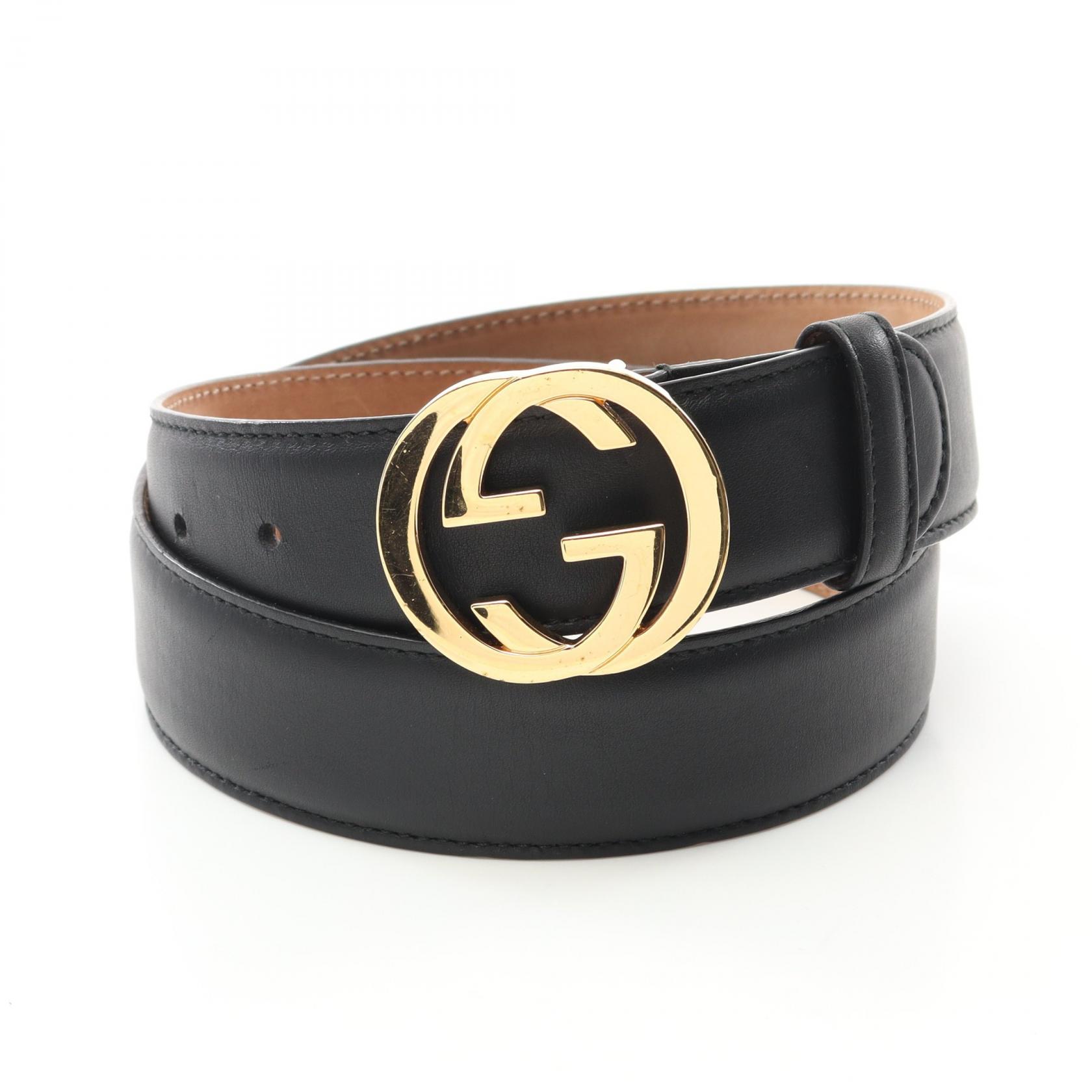 グッチ GUCCI インターロッキングG ベルト 衣料品 レザー ブラック系 370543 【中古】