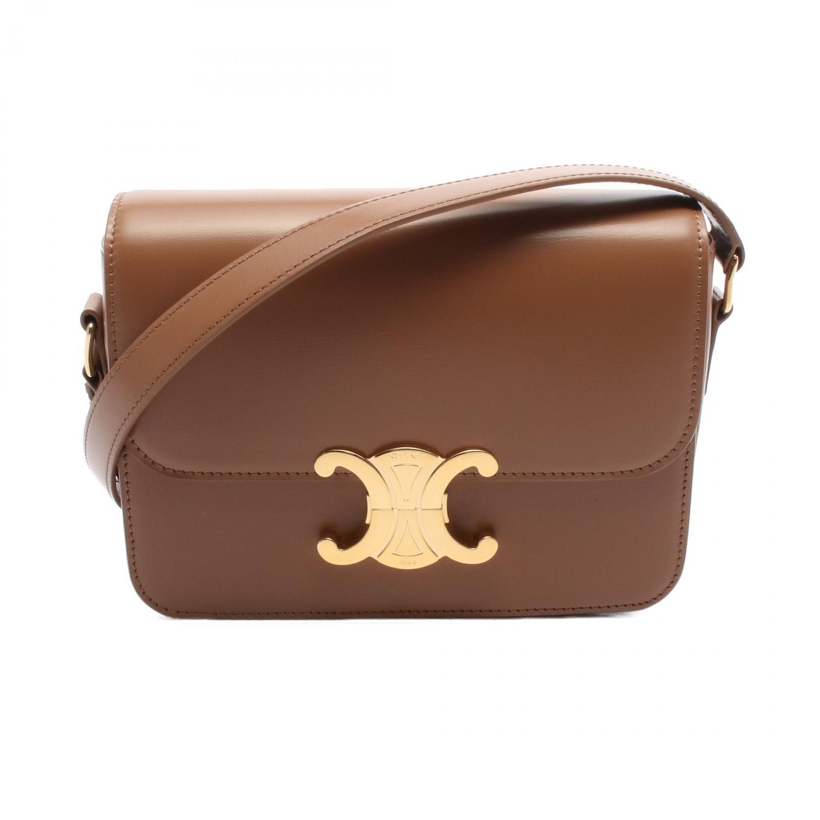 セリーヌ CELINE ティーン トリオンフ バッグ ショルダーバッグ バッグ レザー ブラウン系 188423BF418BU 【中古】のサムネイル