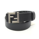 フェンディ FENDI FFロゴ ベルト 衣料品 レザー PVCコーティングキャンバス ブラック系 / グレー系 7C0541ASIWF1DYM95 【中古】