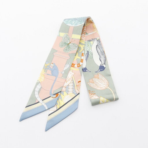 エルメス HERMES ツイリー PRECIOUS PARADISE スカーフ 衣料品 シルク シルク グリーン系 / マルチカラー 【中古】 エルメス HERMES ツイリー PRECIOUS PARADISE スカーフ 衣料品 シルク シルク グリーン系 / マルチカラー 【中古】