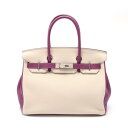 エルメス HERMES バーキン30 ベトン アネモネ ハンドバッグ バッグ トゴ トゴ アイボリー系 / パープル系 【中古】