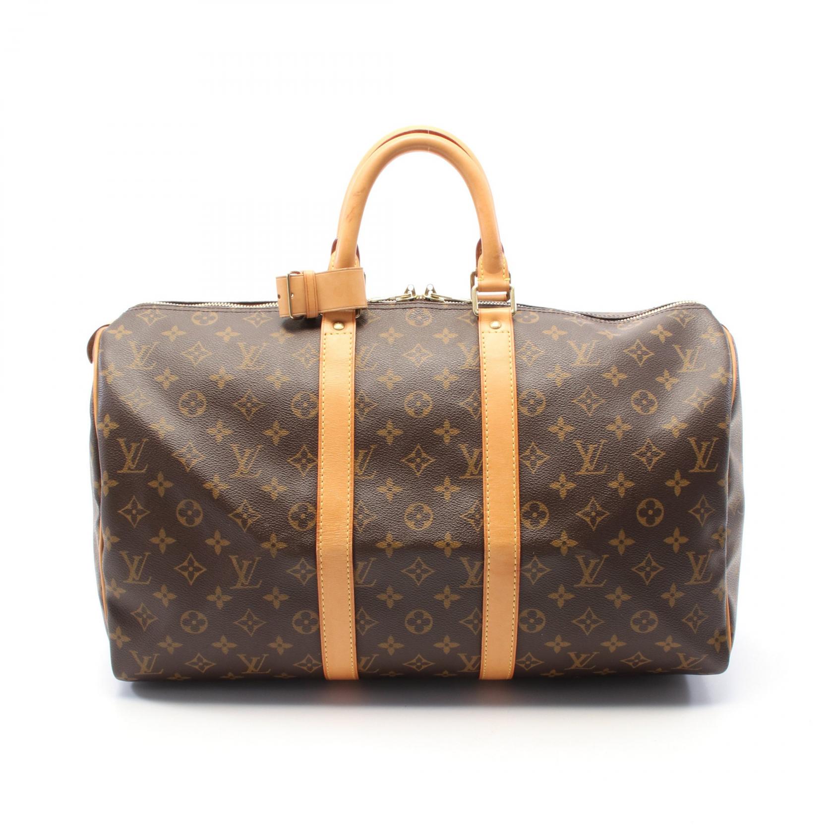 ルイ・ヴィトン LOUIS VUITTON キーポル45 ボストンバッグ バッグ PVCコーティングキャンバス レザー モノグラム ブラウン系 M41428 【中古】