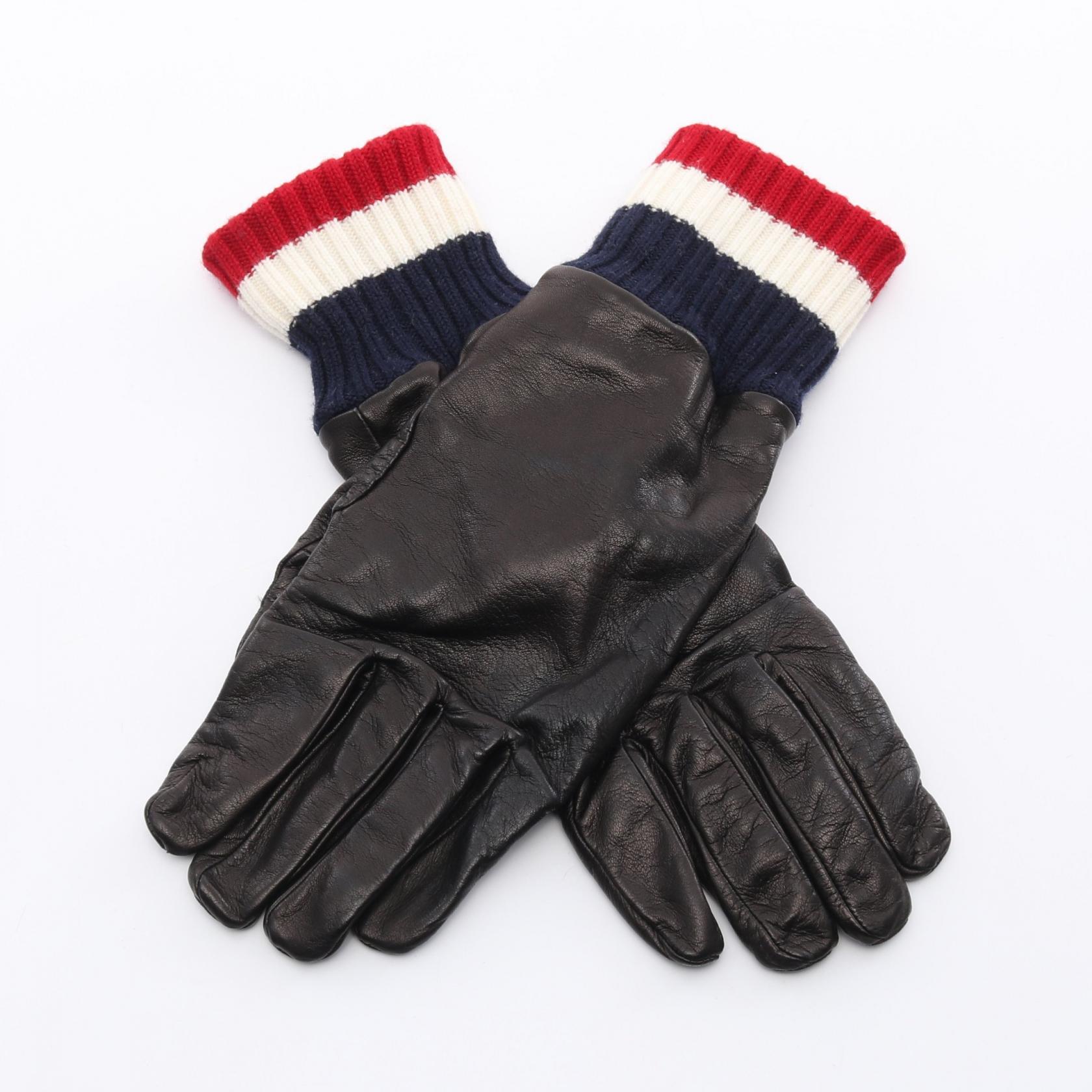 【15％OFFクーポン対象11/20 20時～11/27 1:59 】モンクレール MONCLER GUANTI 手袋 衣料品 レザー ウール ブラック系 / マルチカラー 【中古】