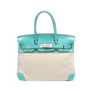 エルメス HERMES バーキン30 ハンドバッグ バッグ レザー トワルオフィシエ / ヴォースイフト トワルオフィシエ ベージュ系 / ブルー系 【中古】(4)