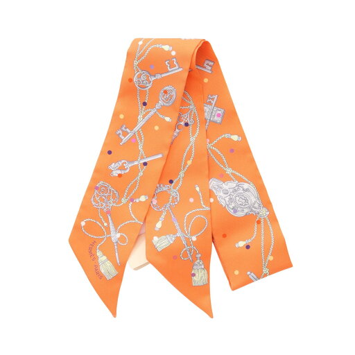 エルメス HERMES ツイリー LES CLES A POIS スカーフ 衣料品 シルク シルク オレンジ系 / マルチカラー 【中古】 エルメス HERMES ツイリー LES CLES A POIS スカーフ 衣料品 シルク シルク オレンジ系 / マルチカラー 【中古】