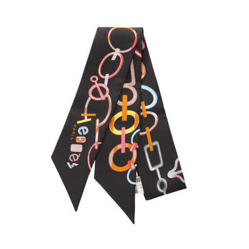 エルメス HERMES ツイリー DO RE BOUCLES スカーフ 衣料品 シルク シルク ブラック系 / マルチカラー 【中古】 エルメス HERMES ツイリー DO RE BOUCLES スカーフ 衣料品 シルク シルク ブラック系 / マルチカラー 【中古】