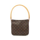 ルイ・ヴィトン LOUIS VUITTON ルーピングMM ショルダーバッグ バッグ PVCコーティングキャンバス レザー モノグラム ブラウン系 M51146...
