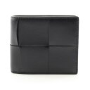 ボッテガヴェネタ BOTTEGA VENETA カセット 二つ折り財布 財布 レザー ブラック系 749455VBWD28803 【中古】