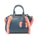 フェンディ FENDI ミニ トロワジュール ハンドバッグ バッグ レザー ファー ブルー系 / ピンク系 8BH333 【中古】