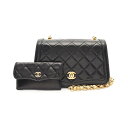 シャネル CHANEL マトラッセ ショルダーバッグ バッグ ラムスキン(羊革) ブラック系 【中古】