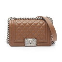 シャネル CHANEL ボーイシャネル スモール ショルダーバッグ バッグ レザー グレインドカーフスキン ブラウン系 AI67085 【中古】